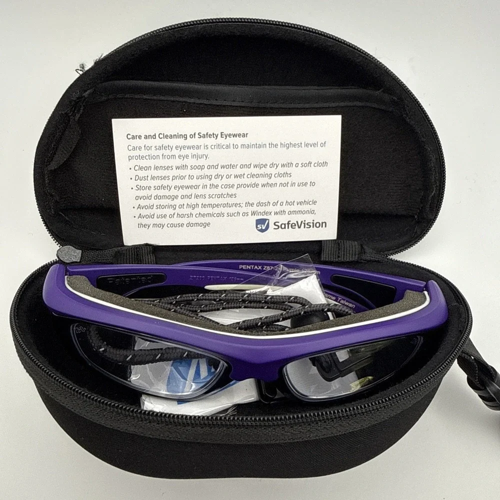 Pentax ZT200 Purple/Black Safety Glasses, Neck Hangers & Travel Case Z87-2+